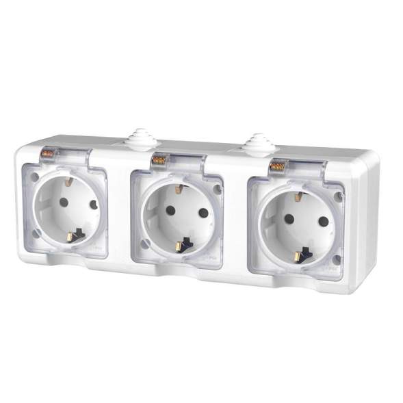 Розетка 3-м ОП Dita 16А IP54 250В с заземл. с прозрачн. крышкой бел.TOKOV LIGHT TKL-DT-R3Z-C01T-IP54