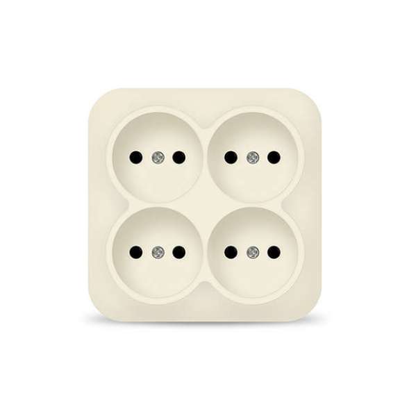 Розетка 4-м ОП 10А IP20 квадрат. без заземл. сл. кость IONICH 1453