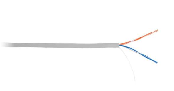 Кабель U/UTP кат.5 (класс D) 2 пары 100МГц ОЖ BC чистая медь внутр. PVC нг (B) сер. (500м) NETLAN EC-UU002-5-PVC-GY-5