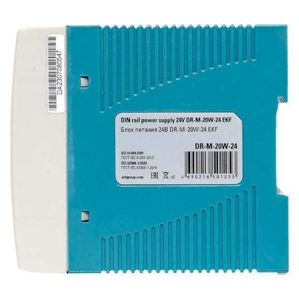 Блок питания на DIN-рейку 20Вт Uвх ~ 220В AC m Uвых - 24В DC постоянного тока EKF DR-M-20W-24