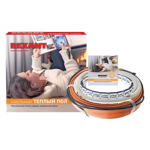 Комплект &quot;Теплый пол&quot; (кабель) двужил. RND -10-150 (в стяжку) (150Вт/10м/ S обогрева кв.м: 0.9-1.2) Rexant 51-0512-3