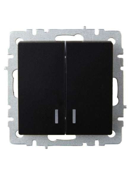 Выключатель 2-кл. СП BRITE ВС10-2-1-БрЧ 10А с инд. черн. IEK BR-V20-1-10-K02