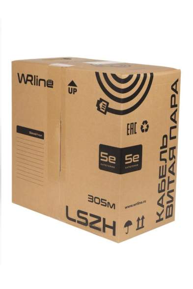 Кабель витая пара U/UTP WR-UTP-4P-C5E-LSZH-GY неэкранир. кат.5e 4 пары 0.50мм ож внутр. LSZH нг(A)-HF сер. (уп.305м) WRLine 505750