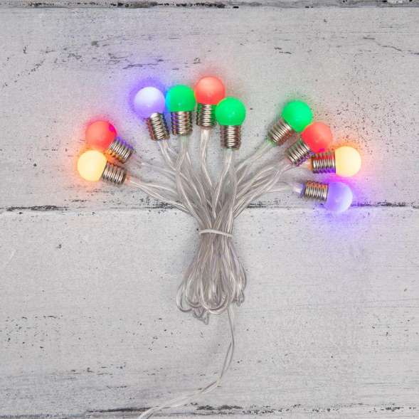 Гирлянда светодиодная "Мини-лампочки" 1.5м 10LED мультиколор провод прозр. 2хAA (батарейки не в комплекте) Neon-Night 303-074