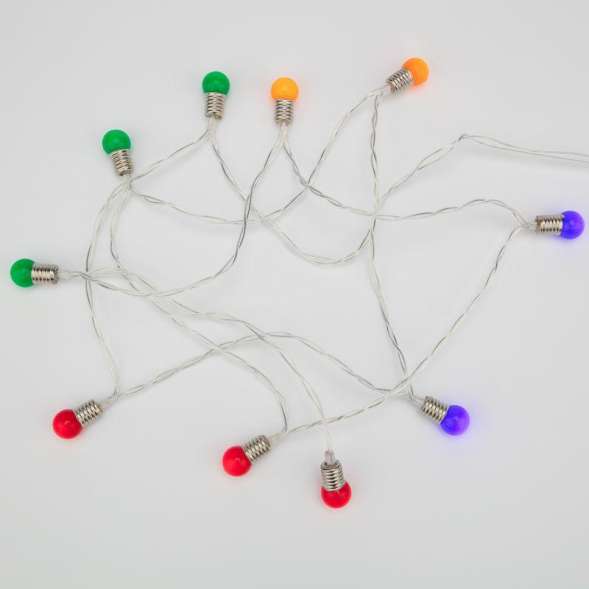 Гирлянда светодиодная "Мини-лампочки" 1.5м 10LED мультиколор провод прозр. 2хAA (батарейки не в комплекте) Neon-Night 303-074