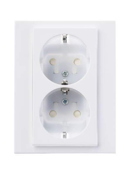 Розетка двойная Levit с заземл. с защ. шторками 16А бел./ледяной ABB 2CHH223457C6001