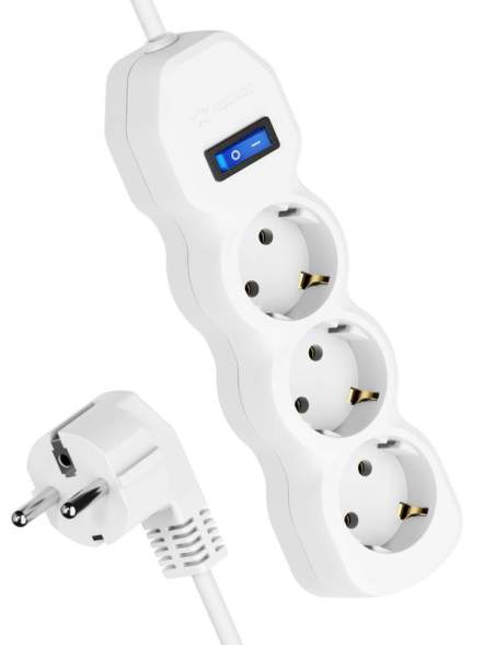 Удлинитель 3х3м с заземл. 10А IP20 с выкл. ПВС 3х0.75 Космос YKsm3m-3g-Z-V(10A)P