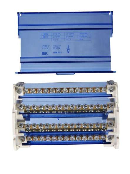 Шина на DIN-рейку в корпусе (кросс-модуль) ШНК 4х15 3L+PEN IEK YND10-4-15-125