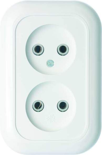 Розетка 2-м СП Валентина РС10-393 10А IP20 бел. Кунцево 5449