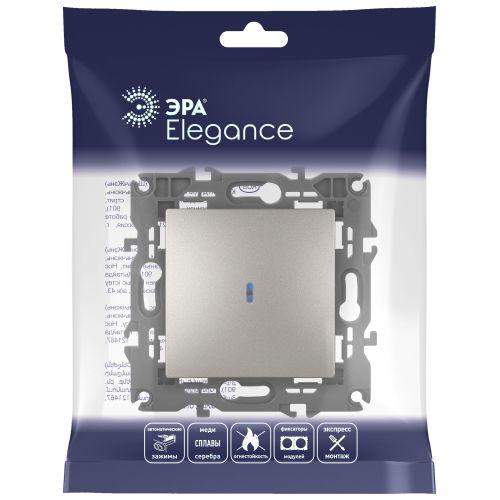 Выключатель ЭРА Elegance 14-1102-16 с подсветкой 10АХ-250В титан Эра Б0065785