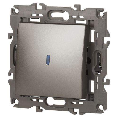 Выключатель ЭРА Elegance 14-1102-16 с подсветкой 10АХ-250В титан Эра Б0065785