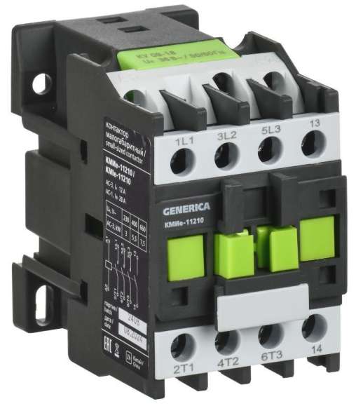 Контактор КМИе-11210 12А 230В/АС3 1НО GENERICA KKME11-012-230-10