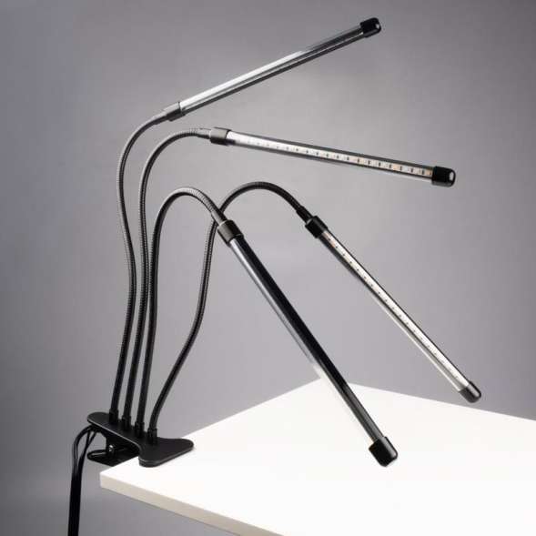 Светильник светодиодный «КРИСТАЛЛ» CTL2-USB-bl Agro для растений спектр 4 плафона по 10Вт на прищепке пульт на шнуре IP40 красн./син. ФАZА 5068810