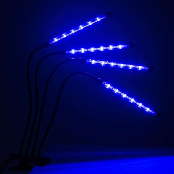 Светильник светодиодный «КРИСТАЛЛ» CTL2-USB-bl Agro для растений спектр 4 плафона по 10Вт на прищепке пульт на шнуре IP40 красн./син. ФАZА 5068810