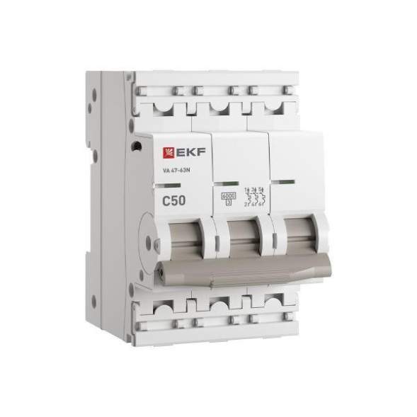 Выключатель автоматический 3п C 50А 6кА ВА 47-63N EKF PROxima EKF M636350C