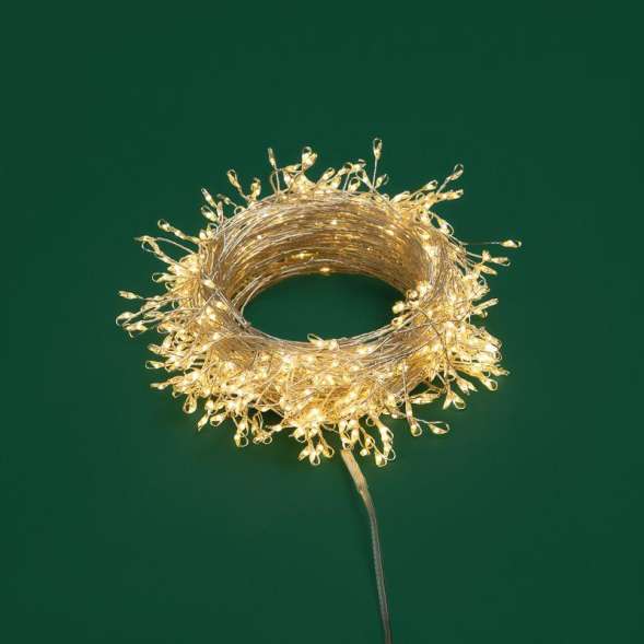 Гирлянда светодиодная "Роса "Фейерверк" 20м 500LED тепл. бел. 7.2Вт IP20 с контроллером на катушке Neon-Night 303-446