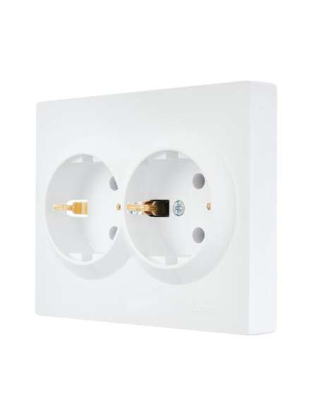 Розетка 2-м СП VESNA с заземл. ПБТ бел. LEZARD 742-0200-127B